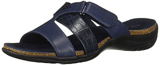 Easy Street Womens Frenzy Casual Sandal with Hook and Loop Closure, Navy crocodile, 6.5 2W US