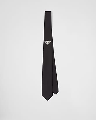Prada Logo-plaque Leather Bolo Tie In Black
