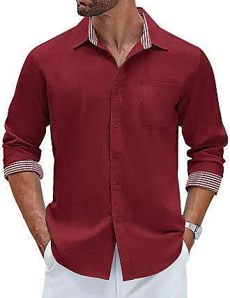 Long T Shirt for Men, 4XL Shirts, Red Button Up Shirt, Party Shirts for  Men, Tailored Shirts, Long Sleeve Summer Shirts, Color Shirt, Plaid%Collar