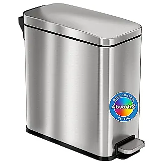 Itouchless Stainless Steel Dual-Deodorizer Oval Open-Top 13-Gallon Commercial Trash Can, Silver