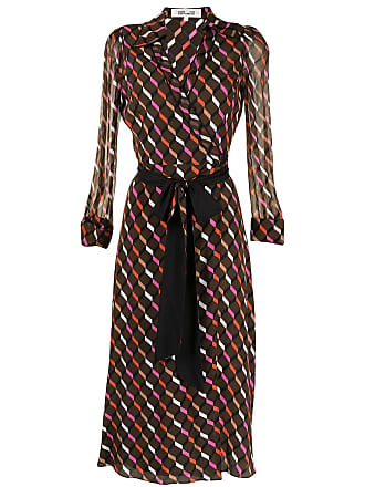 Diane Von Fürstenberg Brooke geometric-print mid-length wrap dress - Brown