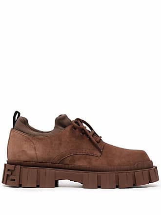 Fendi FF motif suede lace-up shoes - Brown