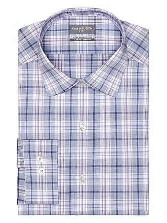 Van Heusen Mens Dress Shirt Slim Fit Ultra Wrinkle Free Flex Collar Stretch, Blue Violet, 18-18.5 Neck 36-37 Sleeve