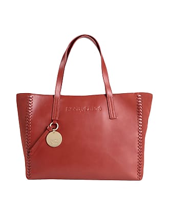Damen Taschen Kosmetiktaschen Chloé Alphabet Schultertasche Aus Strukturiertem Leder In Colour-block-optik in Rot 