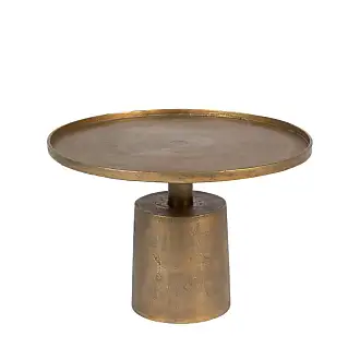 Table d'appoint ronde en acier laqué noir et doré D41 cm SPLEEN