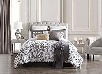 7-Piece White & Gold Stripe Embellished Comforter Set, Queen, Sold by at Home