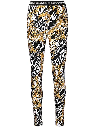 Versace Pink Stretch Knit Striped and Baroque Print Leggings S