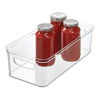 iDesign Linus Plastic Storage Bin with Handles for Kitchen, Fridge, Freezer, Pantry, and Cabinet Organization, BPA-Free, Clear