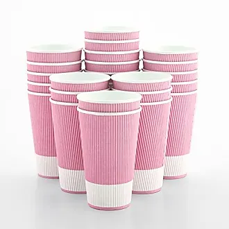 12 oz Light Pink Paper Coffee Cup - Ripple Wall