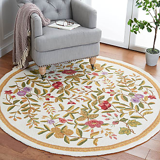 Safavieh Chelsea Collection 56 x 56 Round Ivory HK210A Hand-Hooked French Country Wool Area Rug