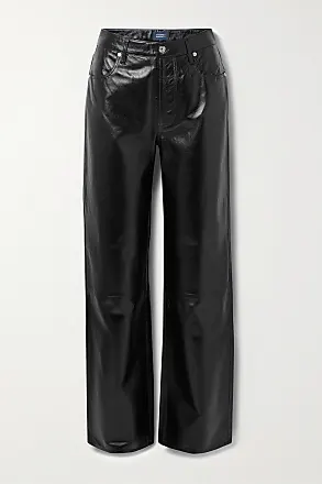 Women's Faux Leather Legging Punk Solid Color Pu High Waist Hem Split  Leather Pants Pleated Club Trousers