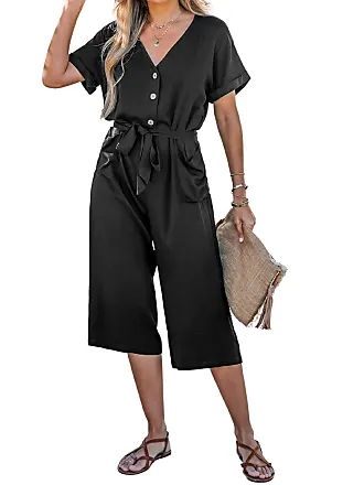 Women's Drawstring Jogger Jumpsuit - Cupshe-L-Black