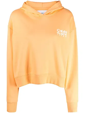 Calvin Klein Kids logo-patch hooded cotton jacket - Orange