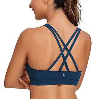 CRZ YOGA Butterluxe Racerback High Neck Longline Sports Bras for Women -  Padded Workout Crop Tank Tops with Built in Bra (Neon) Spectral Blue XX- Small at  Women's Clothing store
