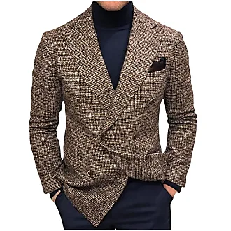 Fato xadrez cinza masculino, jaqueta e calça de peito único