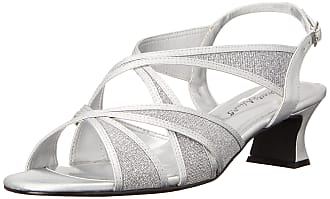 Easy Street Womens Tristen Slingback Sandal Heeled, Silver Satin, 7.5 Narrow