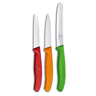 Victorinox Swiss Stainless Steel 6 Piece Round 4.5 Inch Serrated Steak Knife  Set with Green, Orange, Pink, Yellow, Red, and Blue Fibrox Handles 
