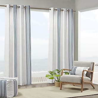 Madison Park Newport Striped Outdoor Single Window Curtain Garden with 3M Scotchgard for Moisture Repellent, Weather Resistant, Long-Lasting Protection, 1-Panel Pa