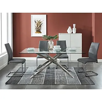 Ensemble table + 6 chaises - Anthracite, gris et naturel foncé - SERANI