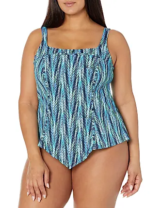 Fit4U Women's Plus Size Makenna Square Neck Round Hem Tankini Top at