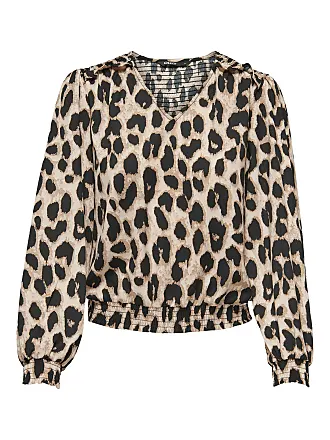 Camicia Donna Maniche Lunghe Stampa Leopardato Blusa Elegante