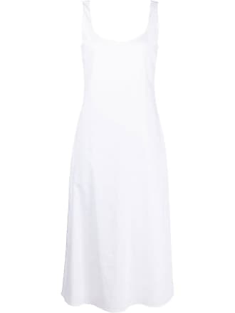 Theory scoop-neck midi dress - women - Viscose/Cotton/ElastaneLinen/Flax/Nylon/Elastane - L - White