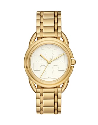 T Monogram Tory Watch, Ivory Leather/Gold-Tone Stainless Steel, 32 x 42MM :  Women's Designer Strap Watches