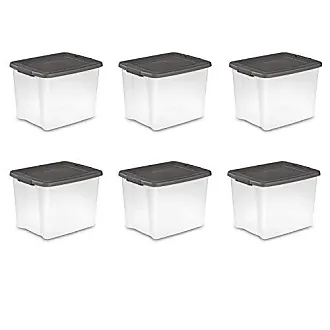 Sterilite 50 Qt ShelfTote, Stackable Storage Bin with Latching Lid, Plastic  Container to Organize Closet Shelves, Clear Base and Gray Lid, 18-Pack