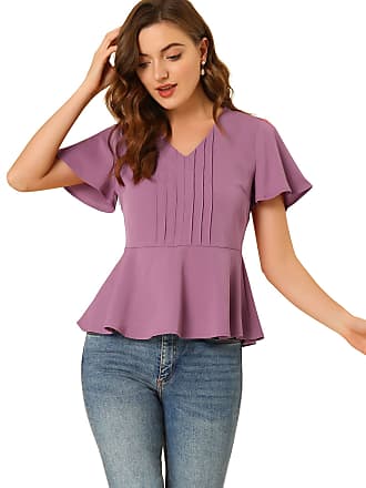 Fankle Womens Casual Peplum Tops Summer Short Sleeve Plain Ruffle Loose Shirt Blouse 