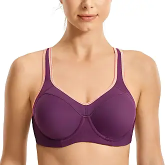 SYROKAN Women's High Impact Sports Bra Underwire Firm Support Contour  Padded