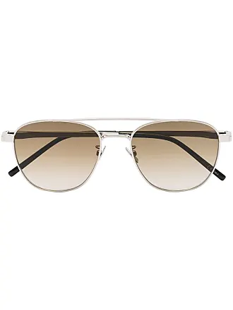 Lunettes de soleil aviateur en métal argenté Leon SAINT LAURENT