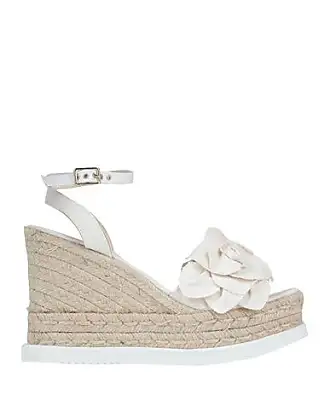 White leather outlet wedges