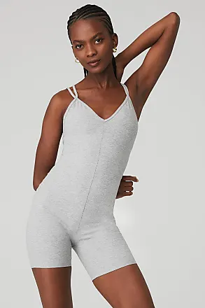 CRZ YOGA Butterluxe Flare Jumpsuits for Women Spaghetti Strap Workout  Athletic Onesie Square Neck Bodysuits with Built in Bra