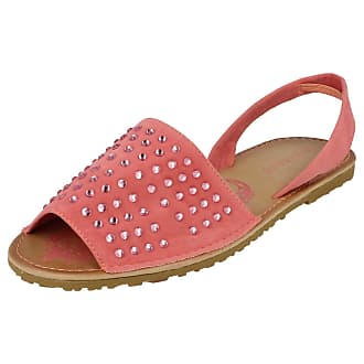 R21A Spot On F0R591 Ladies Pink Multi Toe Post Sandals 