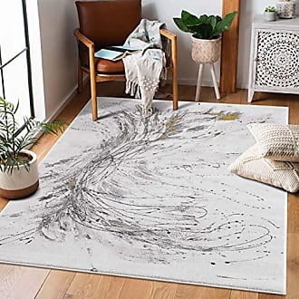 Teppich Flachflor Abstraktes Muster Modern Meliert Schwarz Grau Weiß Wohnzimmer 