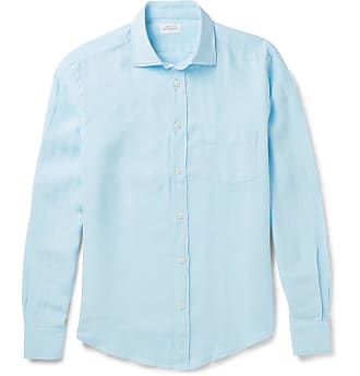 mens blue linen shirts uk