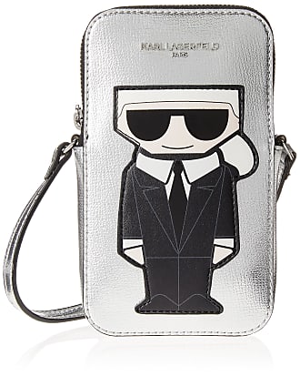 Karl Lagerfeld, K/archive Fan Mini Clutch Bag, Woman, Silver, Size: One Size