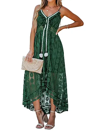 Cupshe Women's Leafy Ruffle Trim Dress Above The Knee Length Dress, XL 