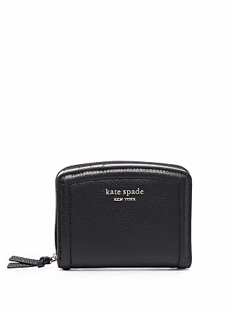 Kate Spade Morgan Small Houndstooth Saffiano Leather Slim Bifold Wallet in  Black