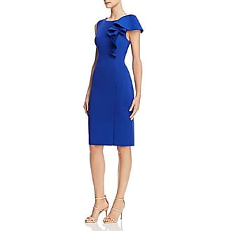 Eliza J Womens Sleeveless Scuba Sheath Dress with Ruffle Detail (Regular and Plus), Cobalt, 16W