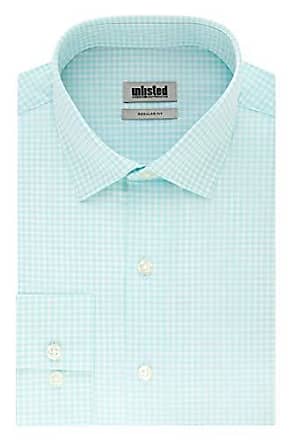 Kenneth Cole Unlisted by Kenneth Cole Mens Dress Shirt Regular Fit Checks and Stripes (Patterned), Seafoam, 17-17.5 Neck 32-33 Sleeve