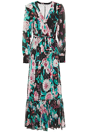 Diane Von Fürstenberg Diane Von Furstenberg Woman Wrap-effect Ruffle-trimmed Floral-print Silk-georgette Maxi Dress Black Size 4