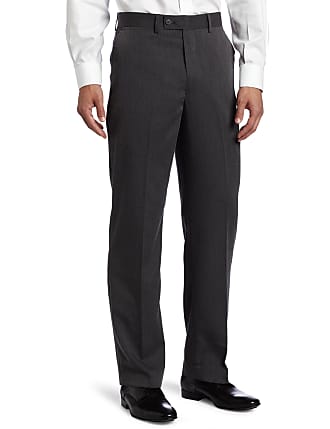 Louis Raphael Mens Big Gabardine Flat-Front Straight-Fit Pant, Charcoal, 44W x 32L