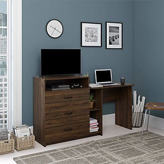 Ameriwood Home Rebel 3 in 1, Walnut Combo Media Dresser and Desk