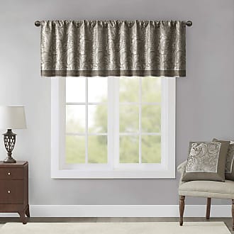 Madison Park Aubrey Jacquard Rod Pocket Valance, Classic Elegant Silk Paisley Valances for Windows, 50X18, Blue