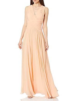 Donna Morgan Womens Sleeveless V Neck Cross Bodice Gown, Apricot, 4