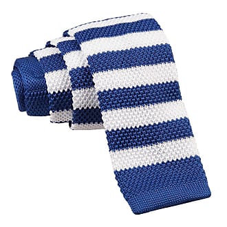 DQT Knit Knitted Houndstooth White Navy Casual Mens Slim Tie