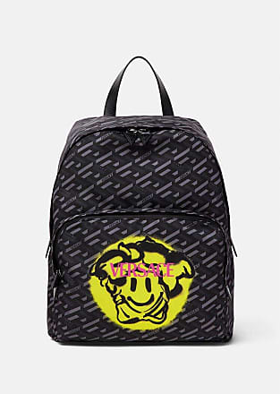 Versace Medusa Tag Backpack, male, black+yellow, one size