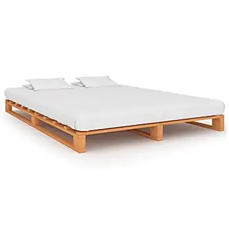 Festnight Petit lit Double,lit 2 Place,lit Bois Massif, Cadre de lit,Lit 2  Personnes avec Sommier à Lattes pour Enfants Adultes, avec tête de lit,Bois  de pin Massif 120 x 190 cm-Marron 