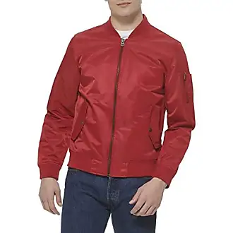 Men's Quilted Faux Leather Jacket, Men's Red Bomber Jacket